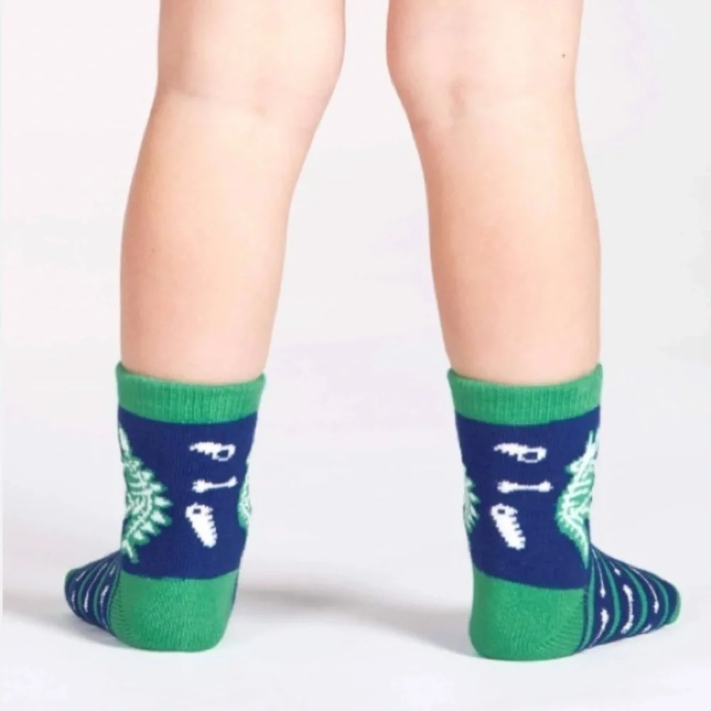 Sock It to Me NWT Arch-eology Junior Crew Socks Ages 1-2 Toddler Baby Dinosaur